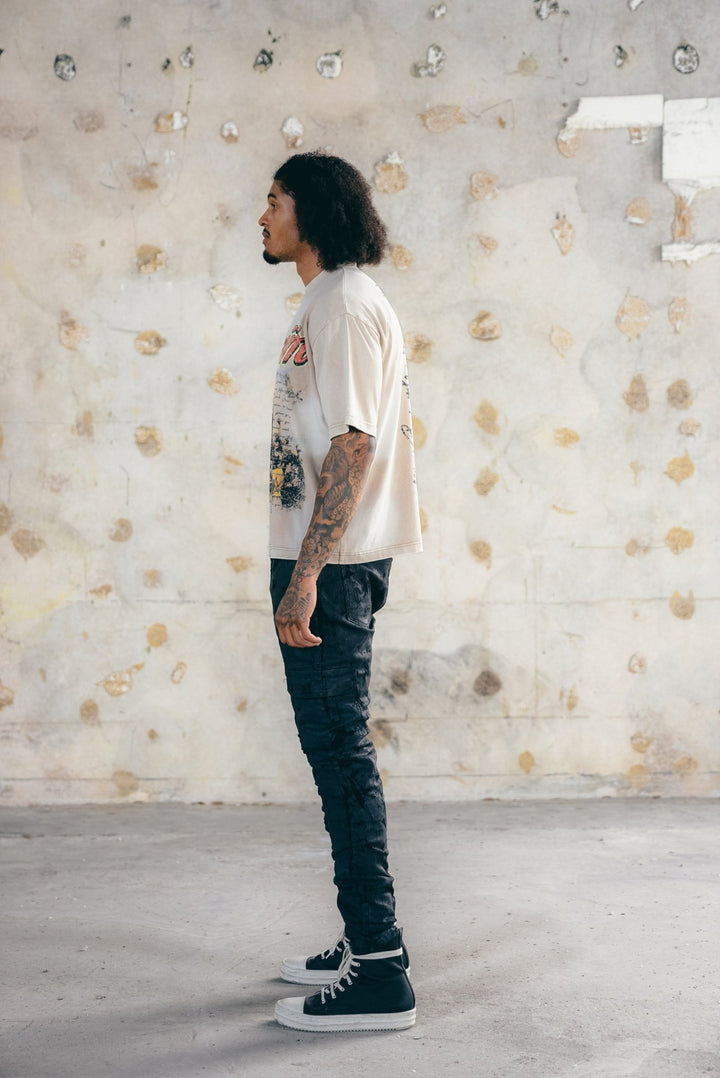 AGED CRACKED CARGO DENIM - MMMBrand