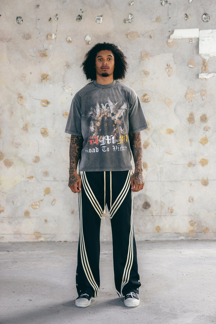 "MMMatrix" Flared Sweats 2.0 (Black/Cream) - MMMBrand