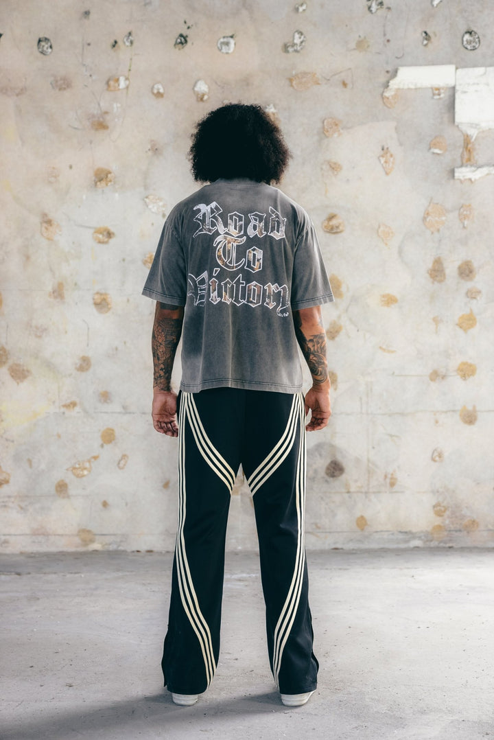 "MMMatrix" Flared Sweats 2.0 (Black/Cream) - MMMBrand