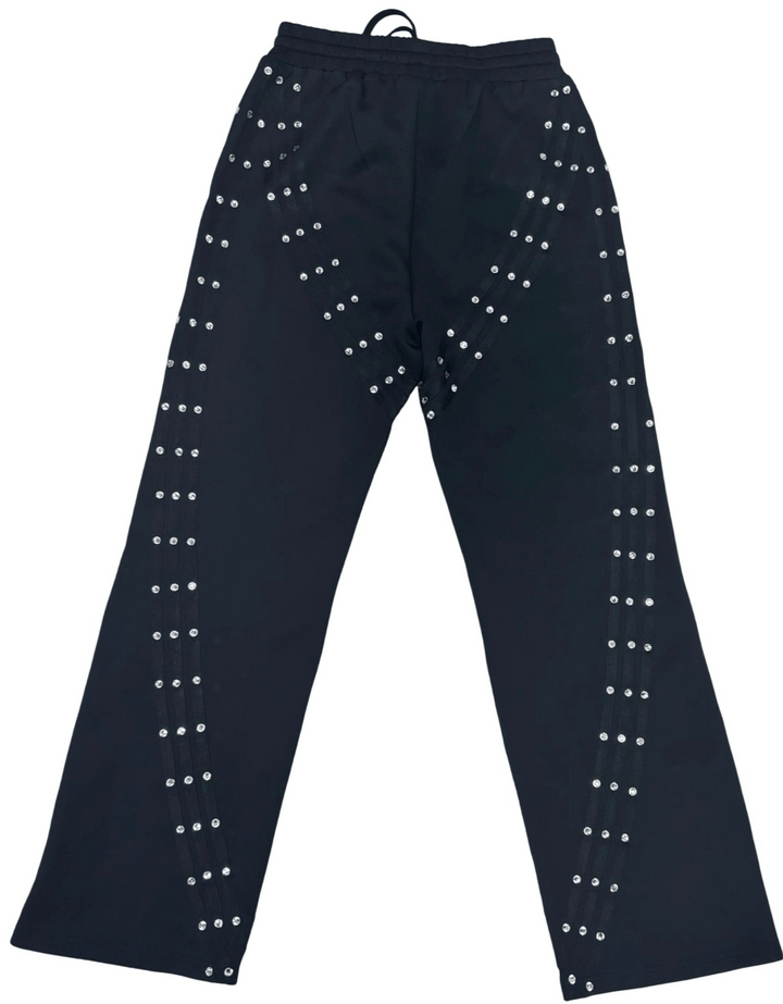 "MMMatrix" Flared Sweats 2.0 (Blackout/Rhinestone) - MMMBrand