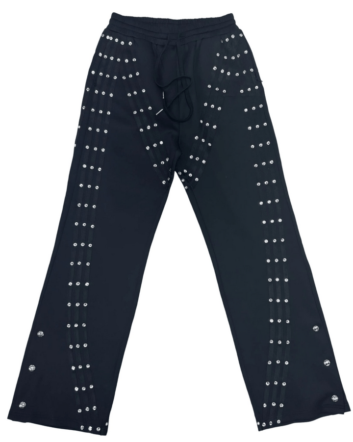 "MMMatrix" Flared Sweats 2.0 (Blackout/Rhinestone) - MMMBrand