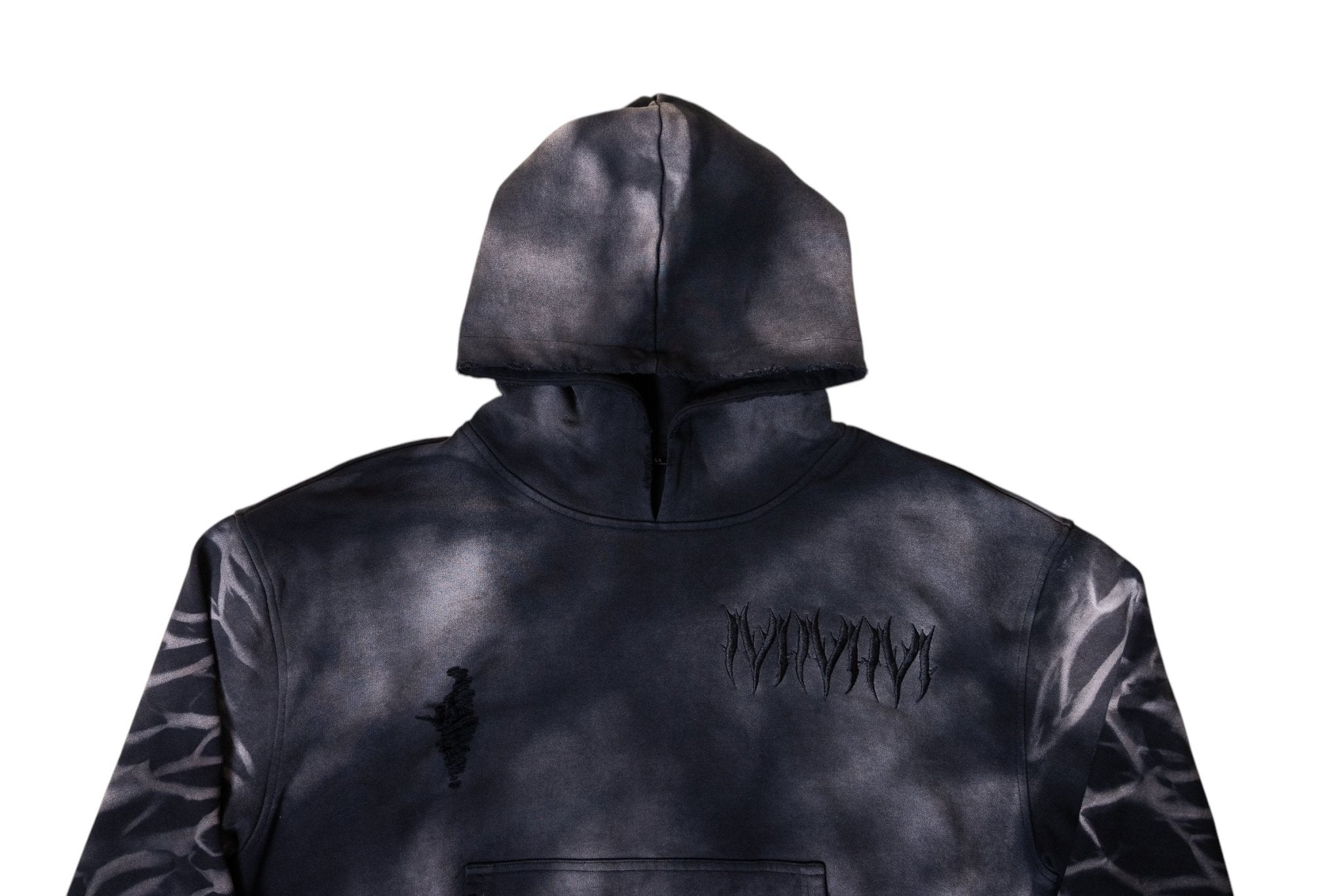Hidden Letters Distressed Sun Faded Hoodie (Charcoal) - MMMBrand