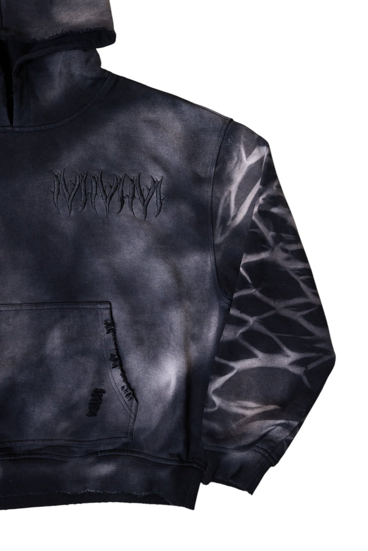 Hidden Letters Distressed Sun Faded Hoodie (Charcoal) - MMMBrand