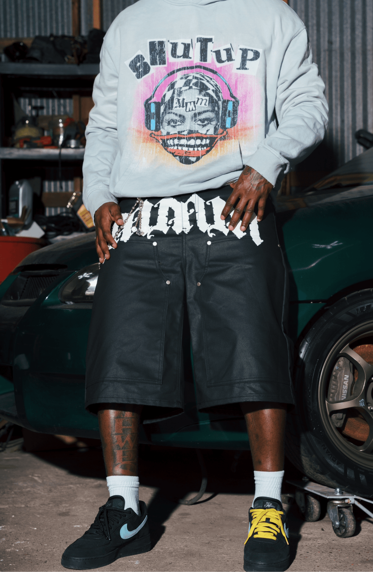 “Shut up Please” Sun Faded Hoodie (Sky Blue) - MMMBrand