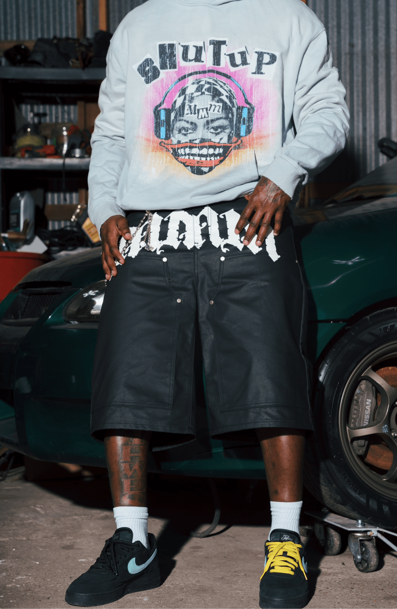 “Shut up Please” Sun Faded Hoodie (Sky Blue) - MMMBrand