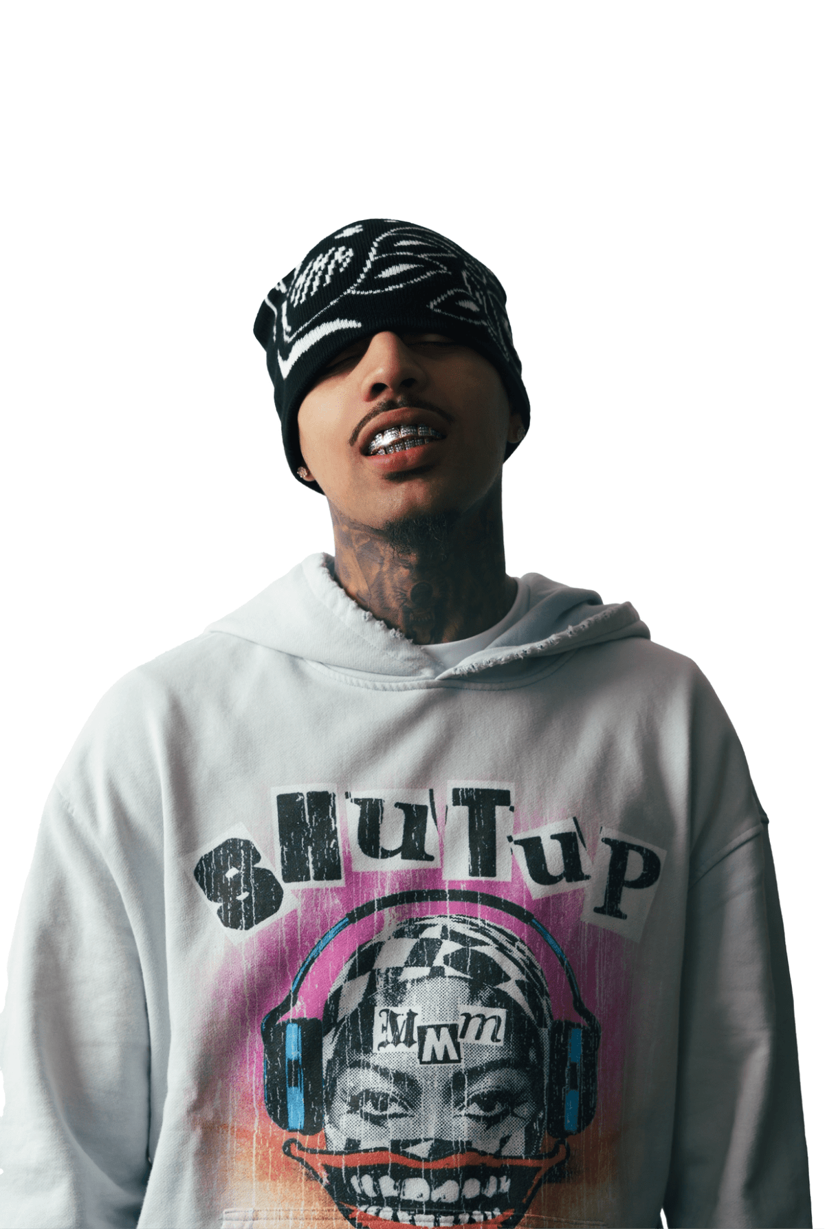 “Shut up Please” Sun Faded Hoodie (Sky Blue) - MMMBrand