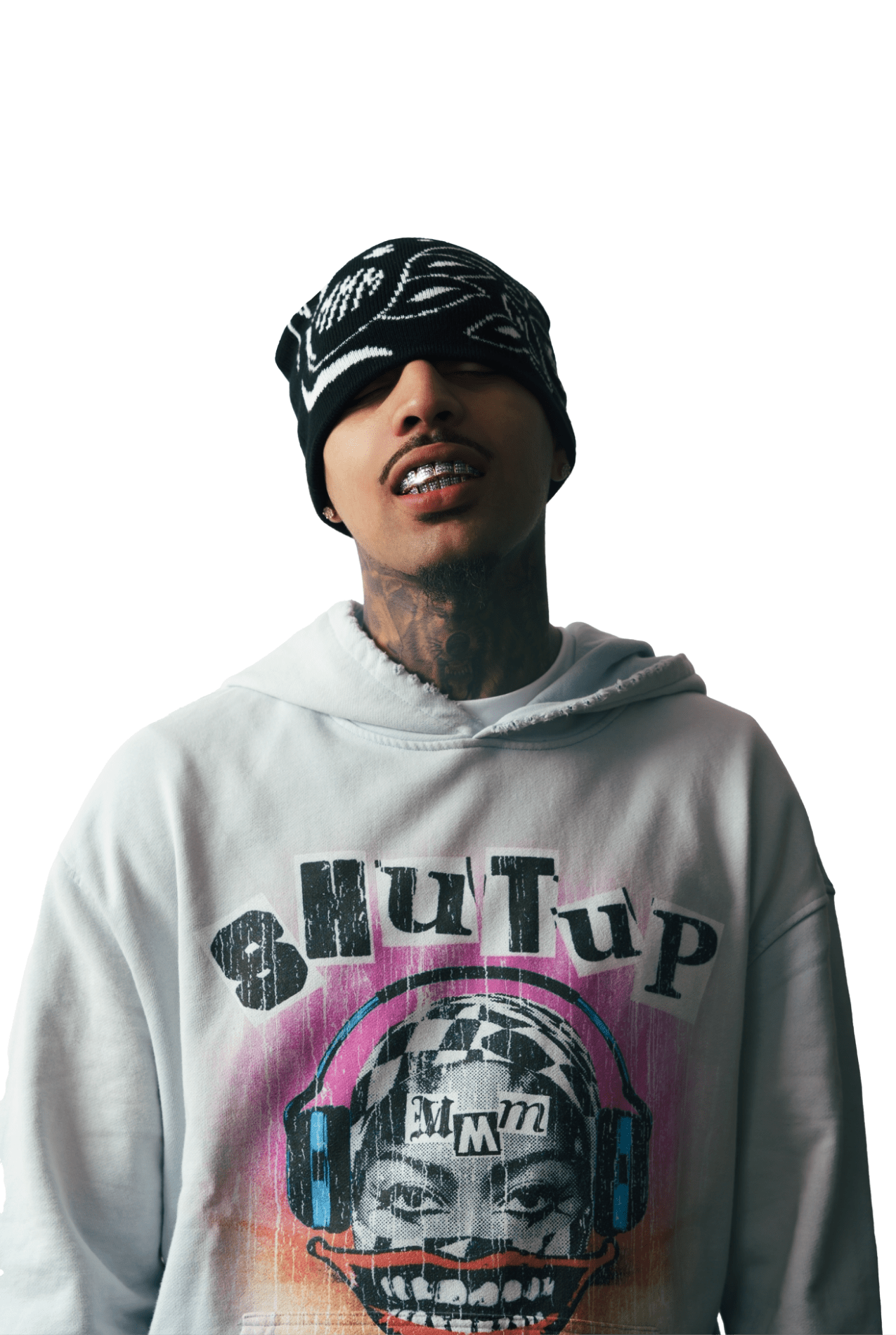 “Shut up Please” Sun Faded Hoodie (Sky Blue) - MMMBrand