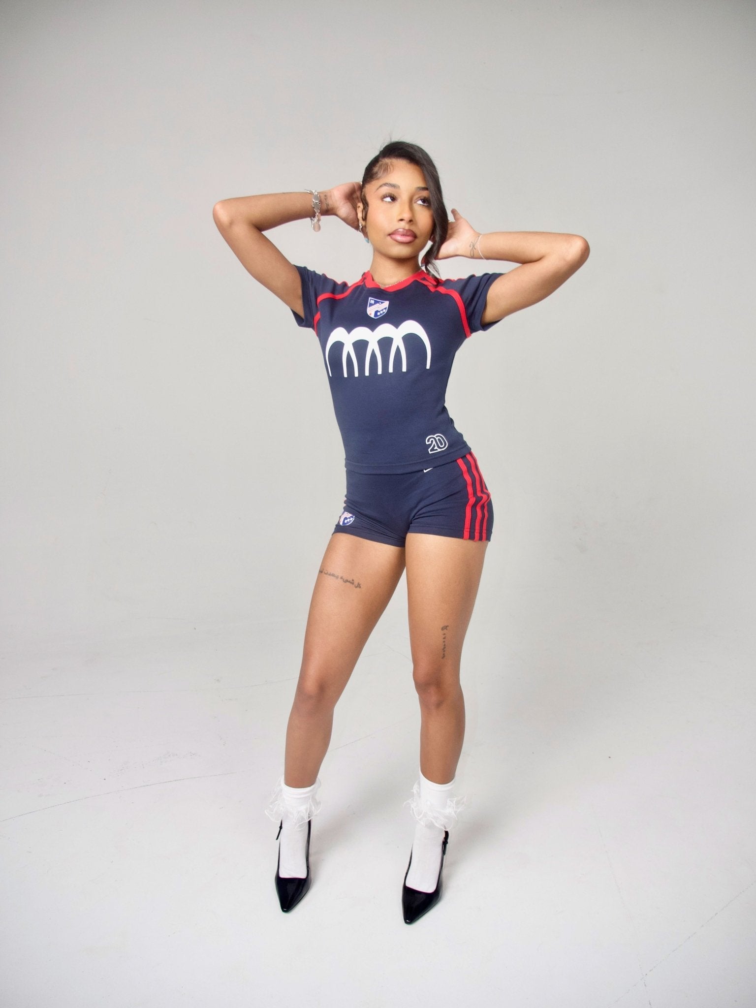 Navy No. 20 Football Mini Shorts - MMMBrand