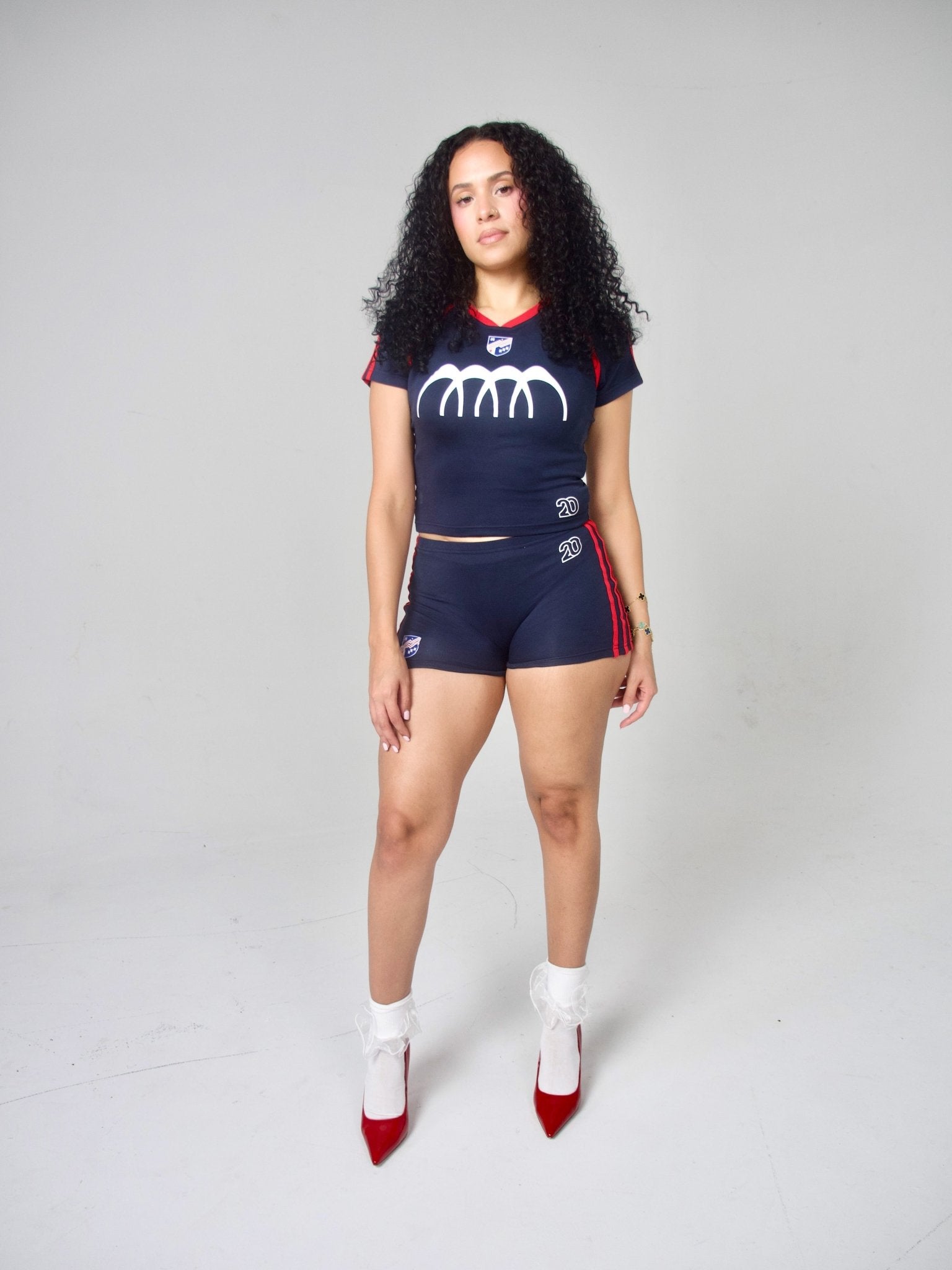 Navy No. 20 Football Mini Shorts - MMMBrand