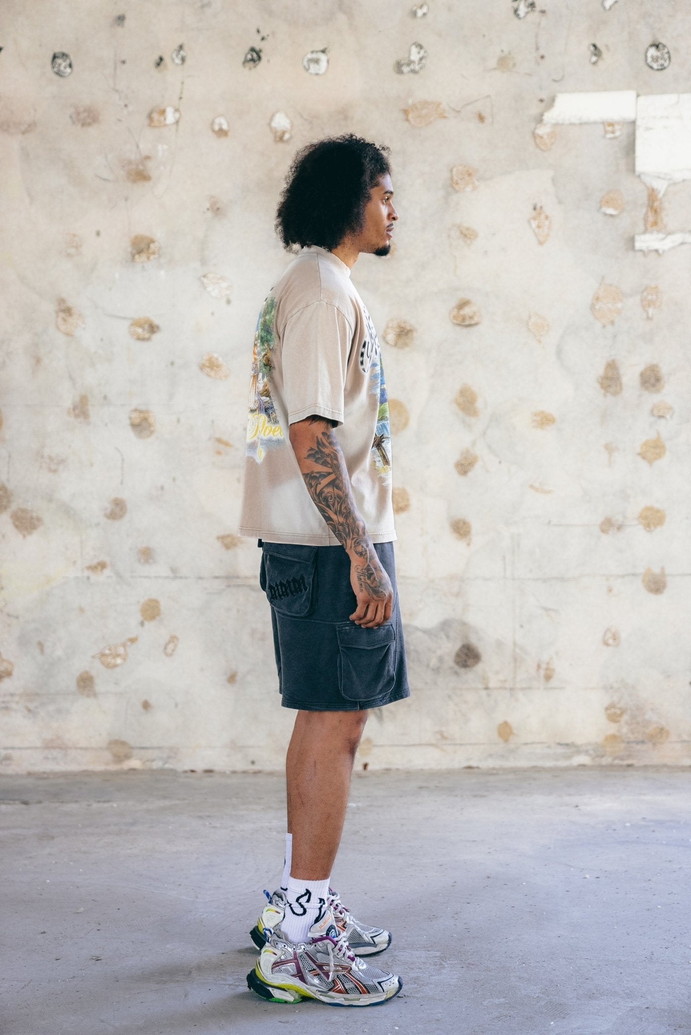 WASHED FRENCH TERRY CARGO SHORTS - MMMBrand