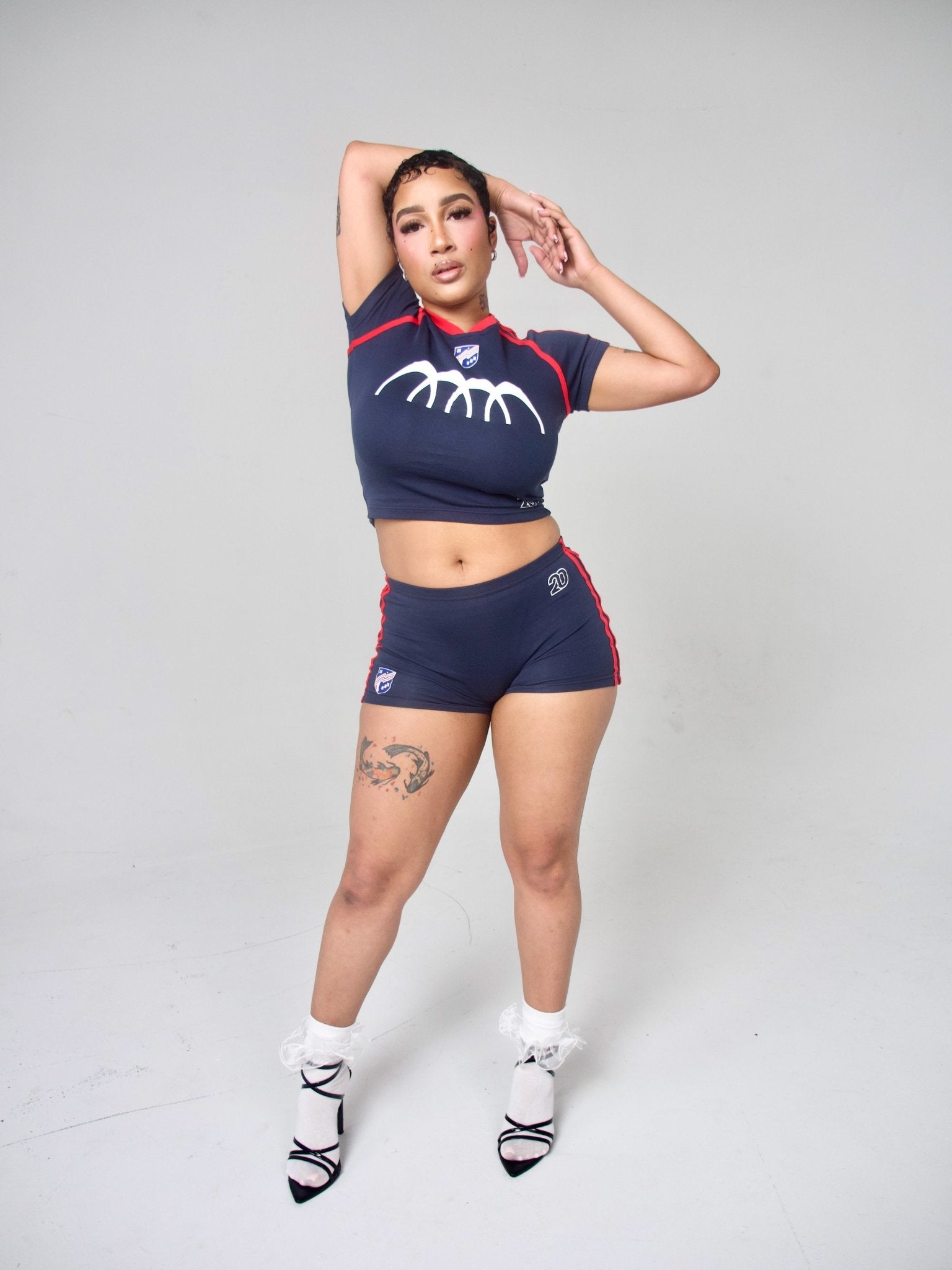 Navy No. 20 Football Mini Shorts - MMMBrand