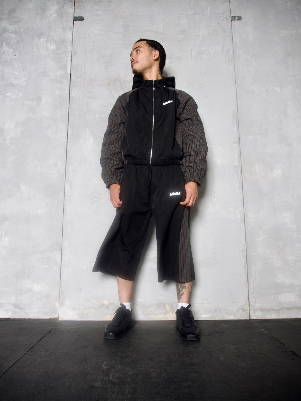 BLACK ICE PLAID TRACK SHORTS - MMMBrand