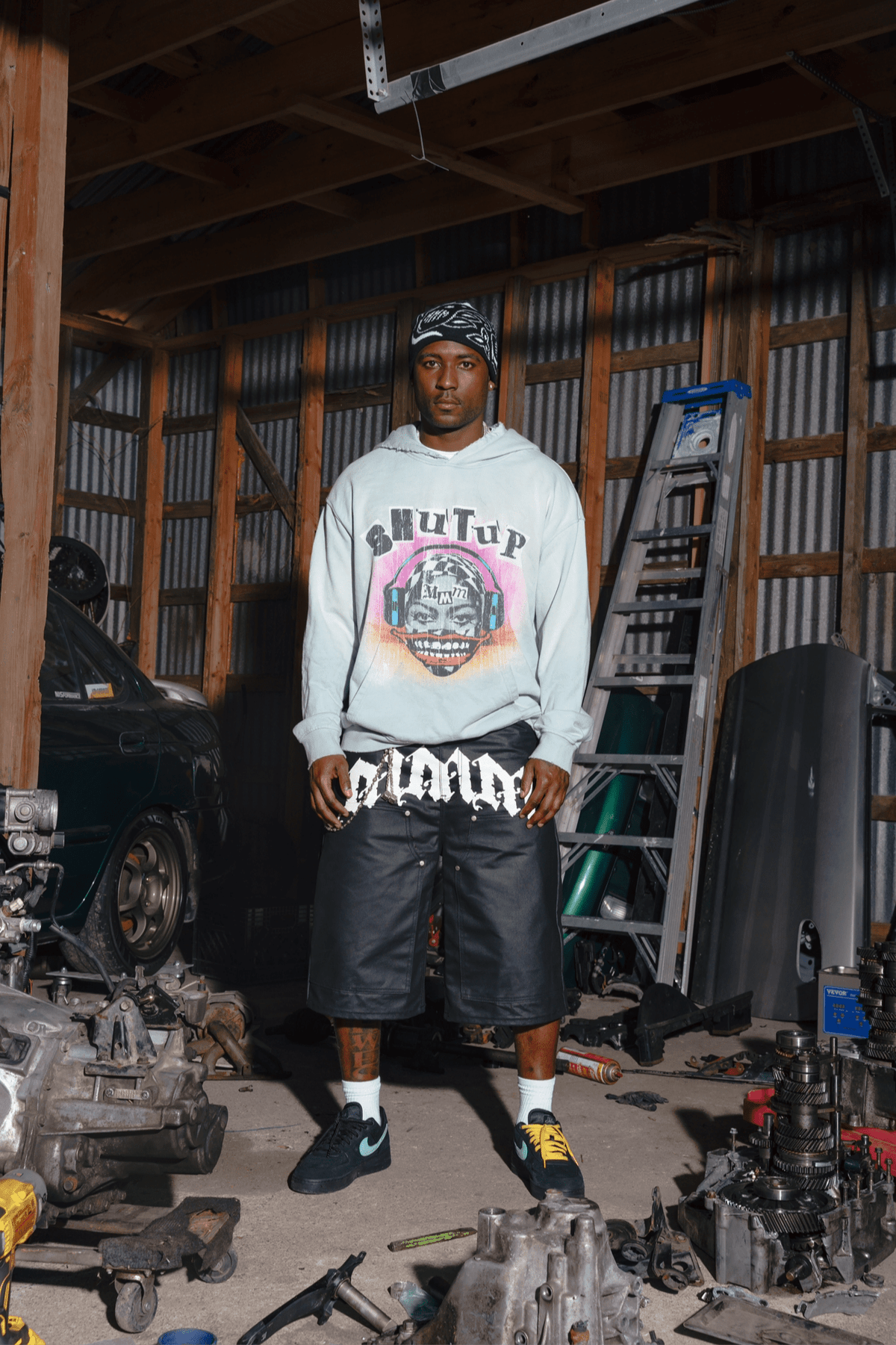 “Shut up Please” Sun Faded Hoodie (Sky Blue) - MMMBrand