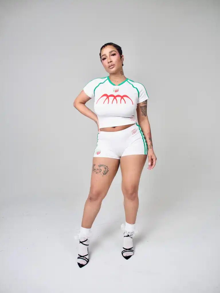 White No. 20 Football Mini Shorts - MMMBrand