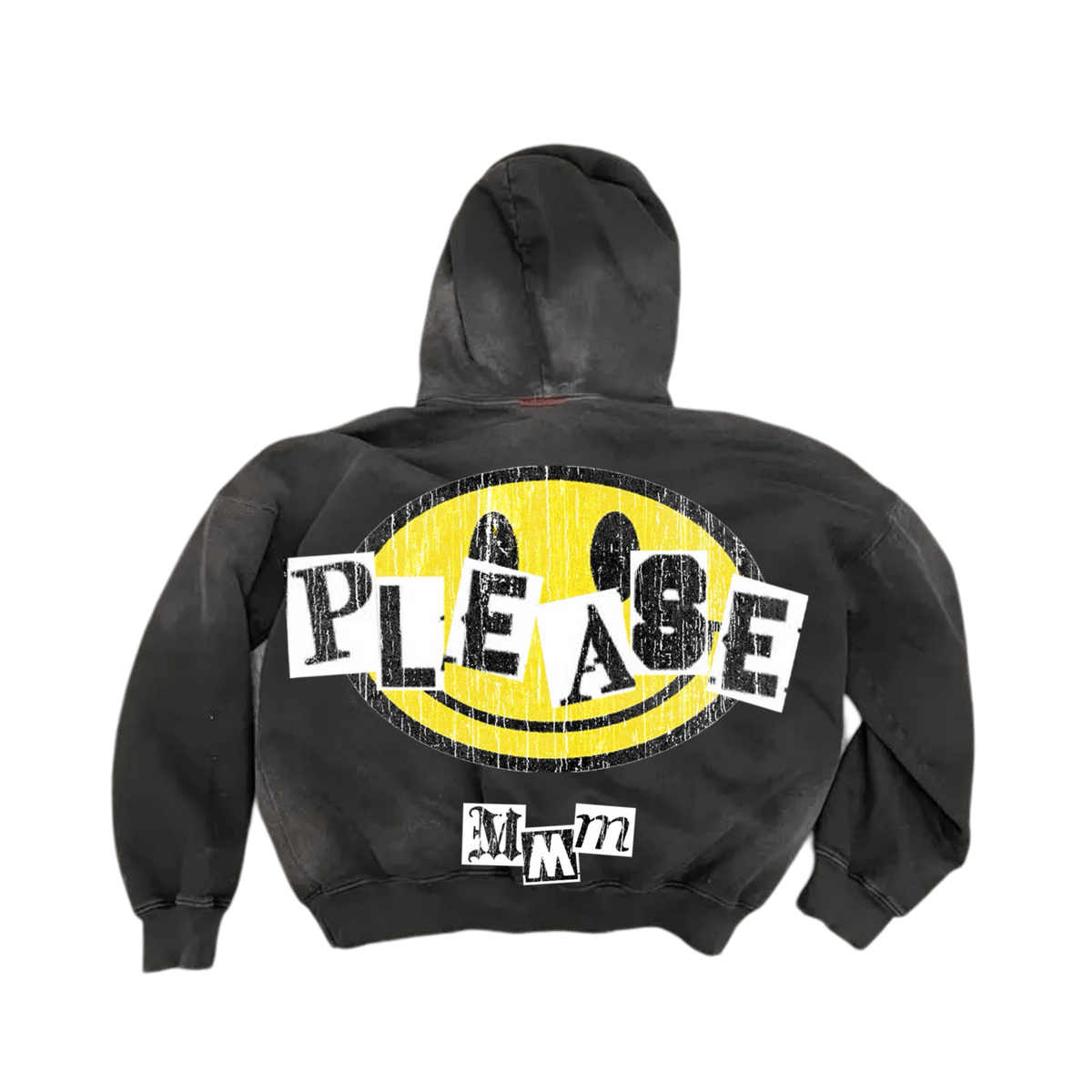“Shut up Please” Sun Faded Hoodie (Black) - MMMBrand