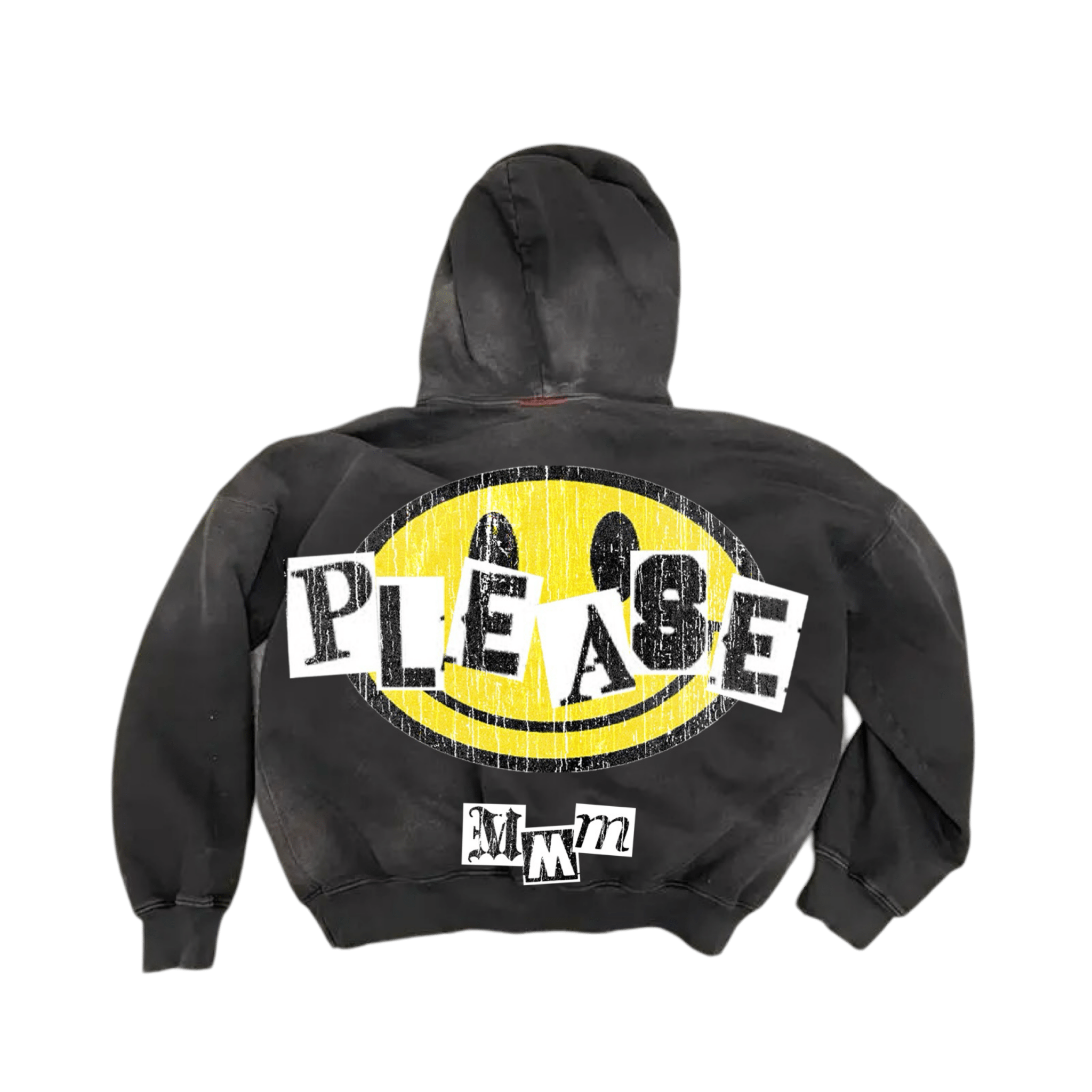 “Shut up Please” Sun Faded Hoodie (Black) - MMMBrand