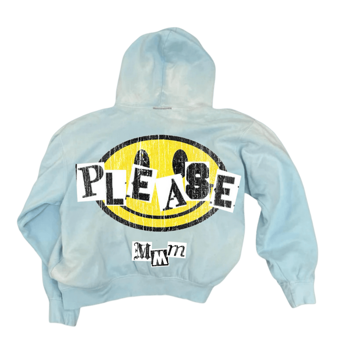 “Shut up Please” Sun Faded Hoodie (Sky Blue) - MMMBrand