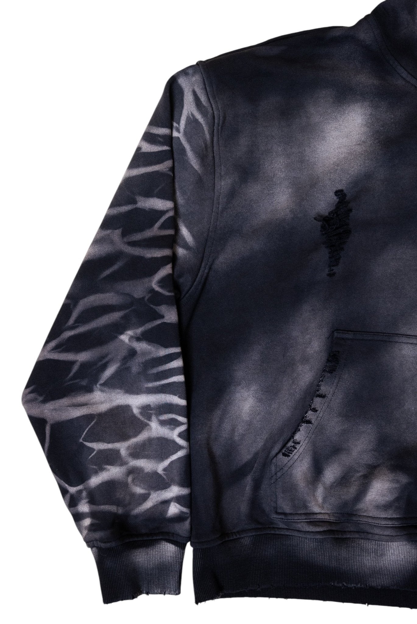 Hidden Letters Distressed Sun Faded Hoodie (Charcoal) - MMMBrand