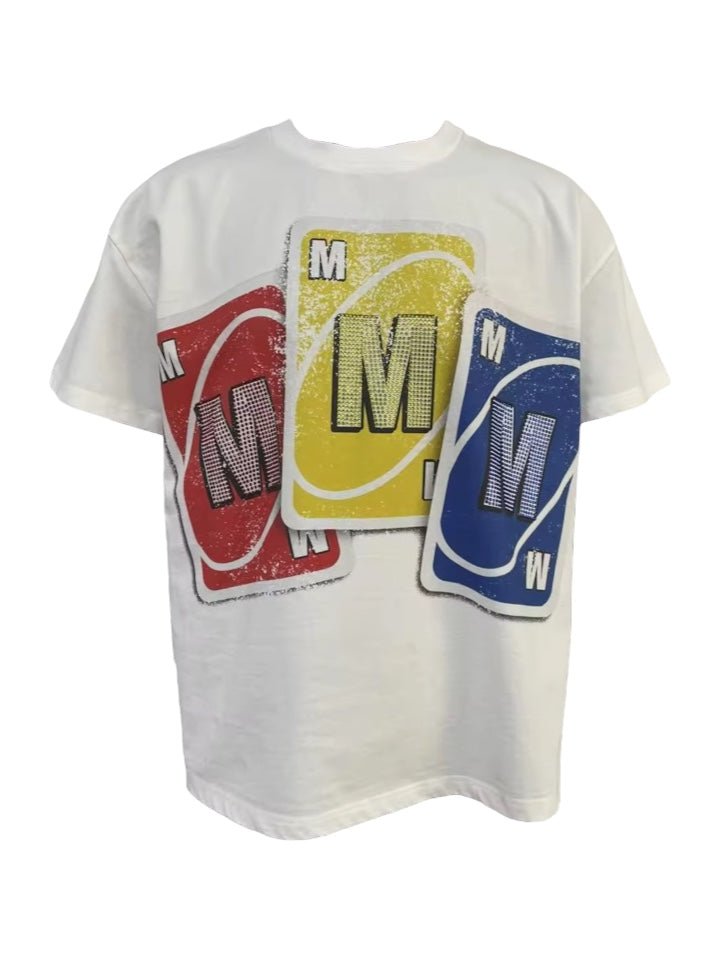 “MMMuno” VINTAGE RHINESTONE TEE OFFF WHITE - MMMBrand