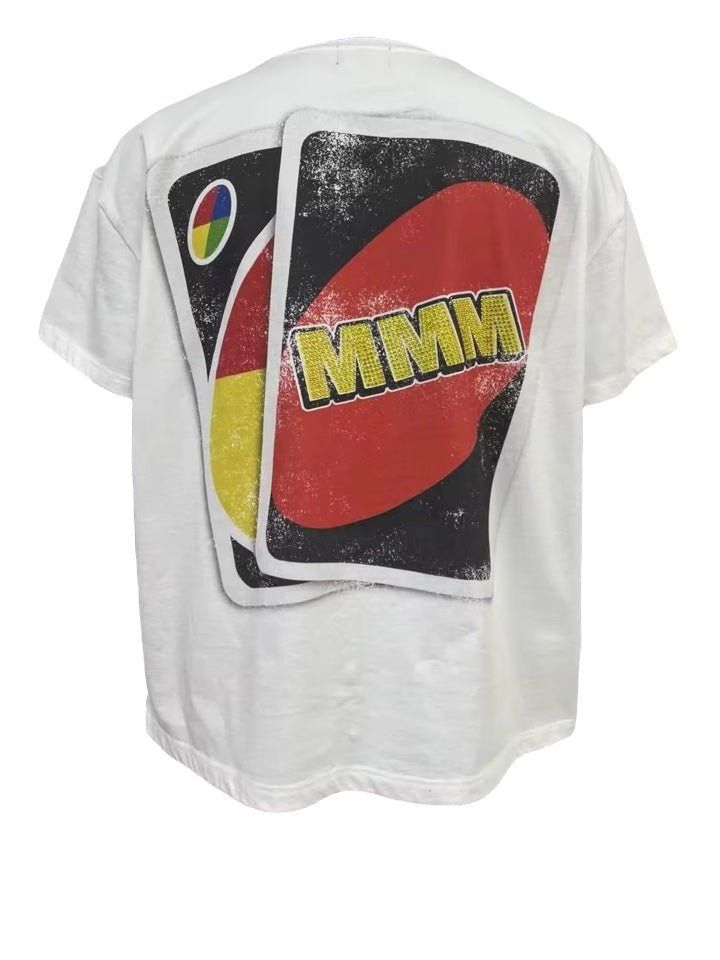 “MMMuno” VINTAGE RHINESTONE TEE OFFF WHITE - MMMBrand