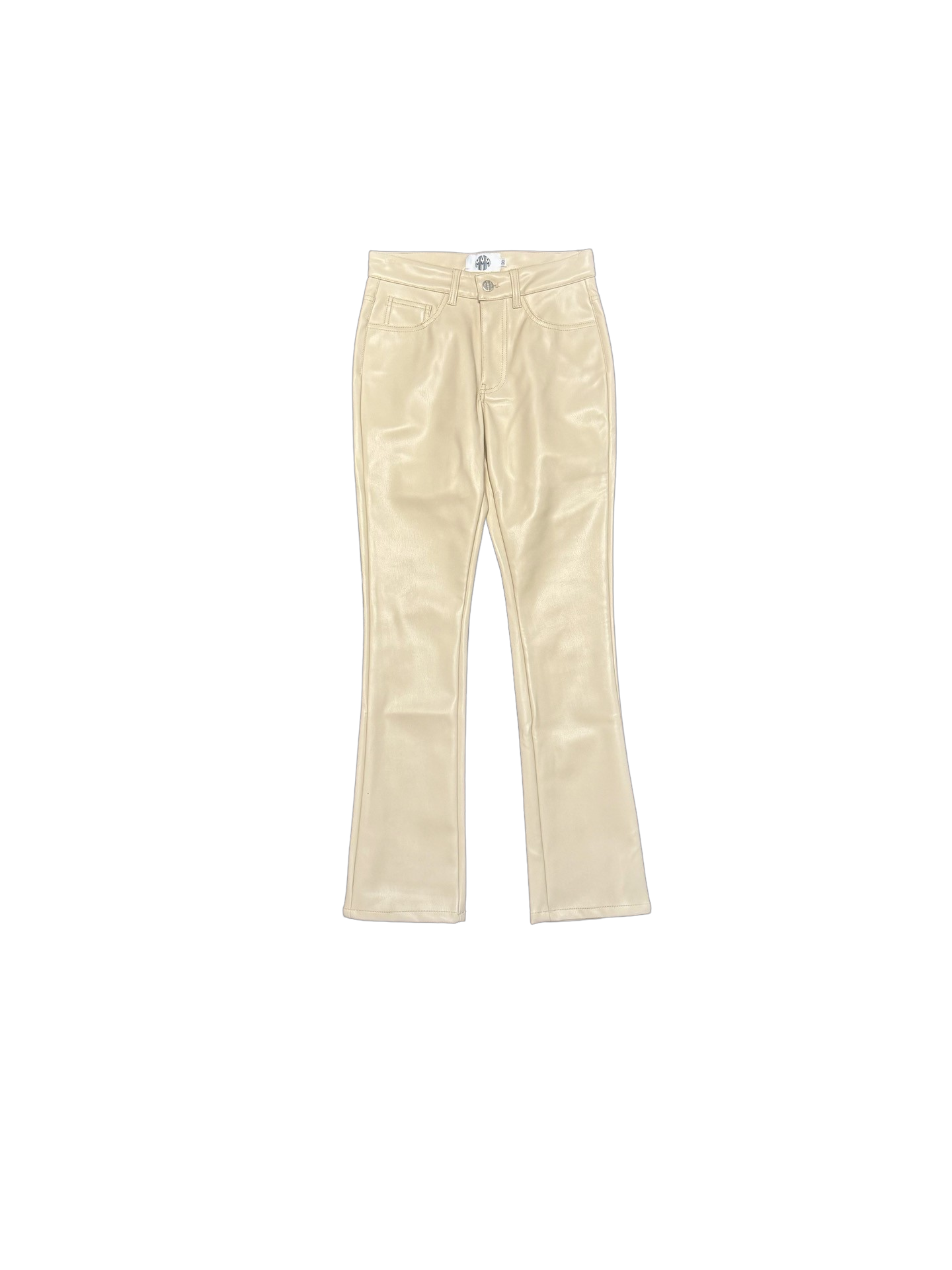 VEGAN LEATHER SLIM FIT JEANS KHAKI
