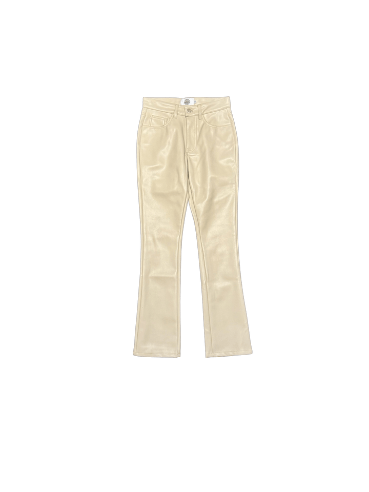 VEGAN LEATHER SLIM FIT JEANS KHAKI - MMMBrand